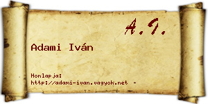 Adami Iván névjegykártya